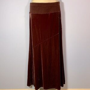 Spiegel maxi long chocolate brown velvet skirt size XS whimsygoth 90’s true Y2K